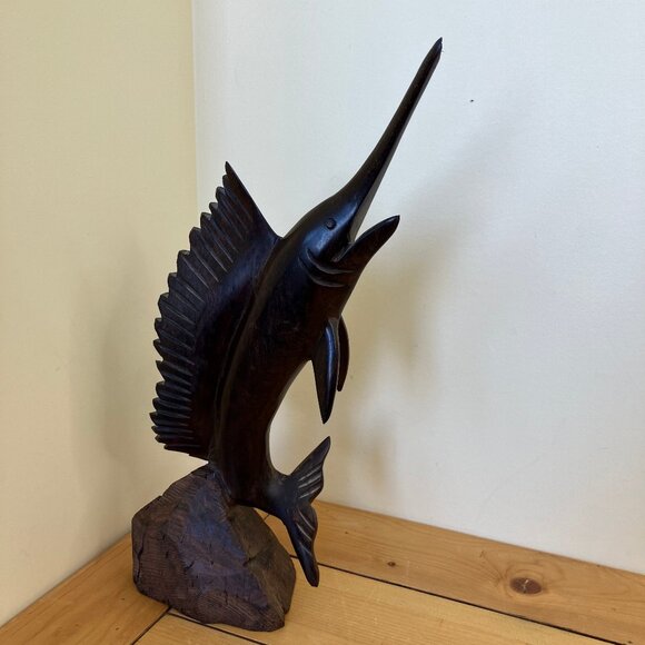 Iron Wood Swordfish Sailfish Carved Wooden Figurine Ironwood 15.5" Large Fish - Picture 5 of 9